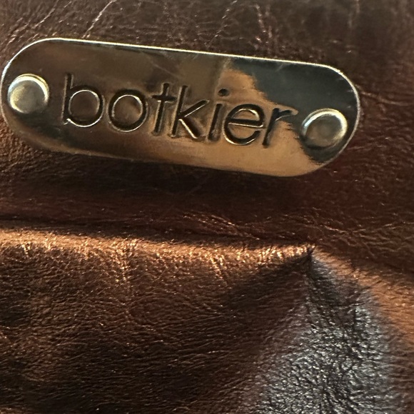 BOTKIER Bronze Metallic “Trigger” Leather Shoulder Gold Hardware Satchel Handbag - Picture 3 of 11